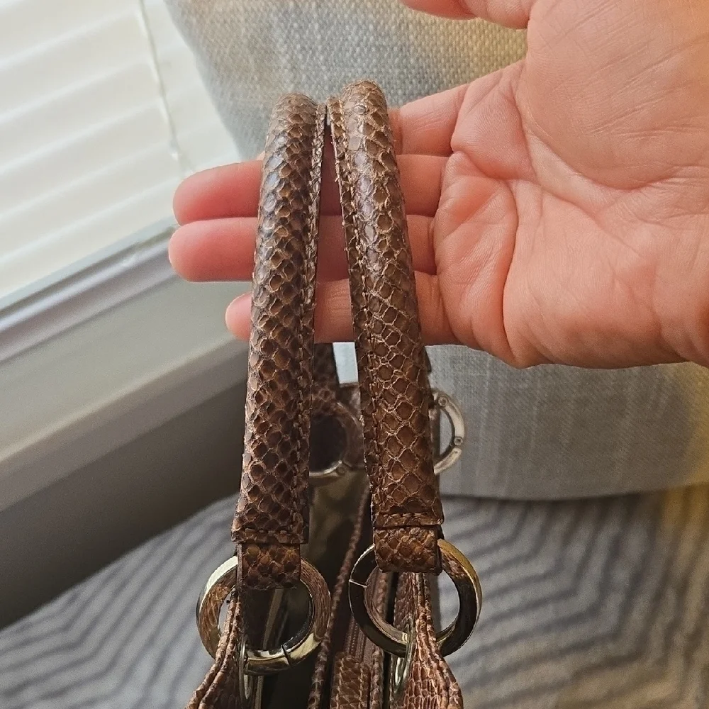 Talbots Textured Snake Skin Brown Handbag 🤎 - Picture 8 of 9